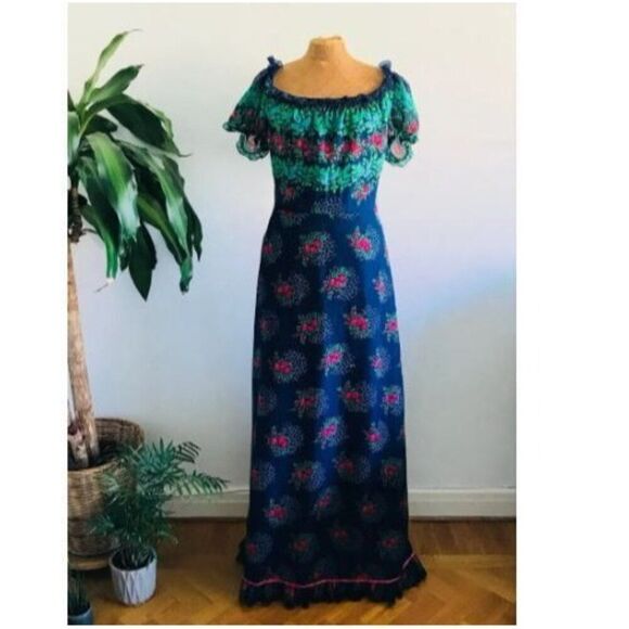 Kleemeier Hof Vintage 70's Maxi Dress, Boho, Hippie Chic, Floral Print Sz 40 - Picture 3 of 14